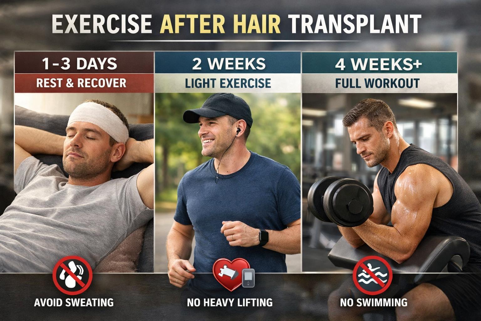 exercise after hair transplant recovery timeline