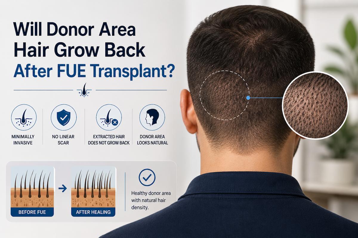 donor area hair grow back after FUE transplant